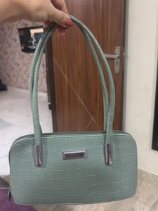 Vintage Green Croc Embossed Baguette Bag