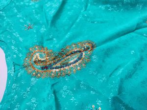 Teal &amp; Gold Embellished Salwar Kameez