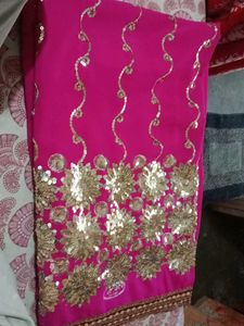 Pink Embellished Saree