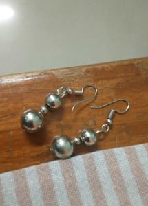 Silver Ball Drop Earrings