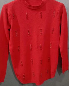 Red Embellished Sweater