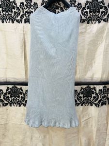 Ribbed Shimmer Y2K Slim Skirt