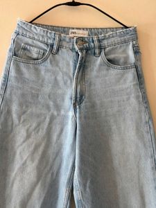 Zara Light Wash Wide Leg Jeans