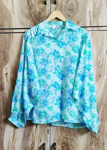 Light Green Floral Shirt Size-44-46