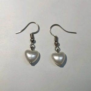 Handmade Pearl Heart Earrings
