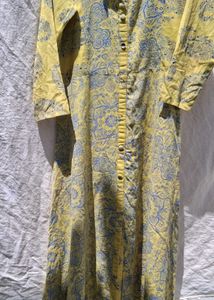 Vintage Yellow Printed Maxi Dress