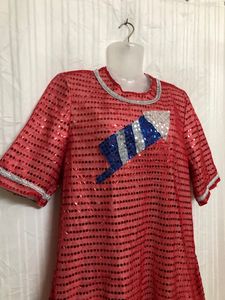 Red Half Sleeve Round Dress