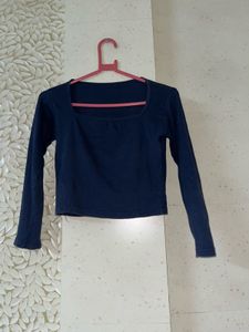 Navy Blue Long Sleeve Top
