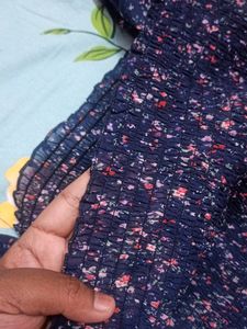 Navy Blue Floral Midi Dress