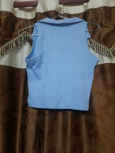 Blue Collared Tank Top