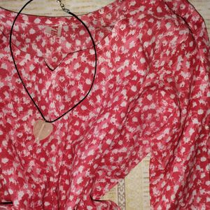 Floral Print Red short kurti