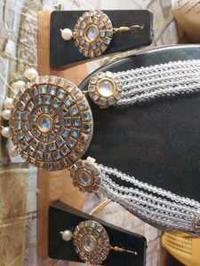 White Stone Necklace Jewellery Set