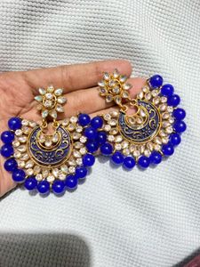 Blue Kundan Earrings & Mangtika