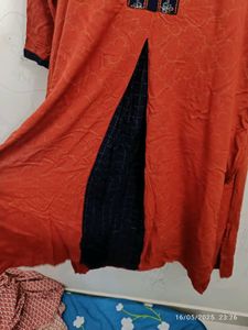 Rust Red With Navy Blue Avaasa Brand Kurta(xl)