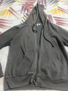 H&amp;M Grey Zipped Hoodie For Women Size-M
