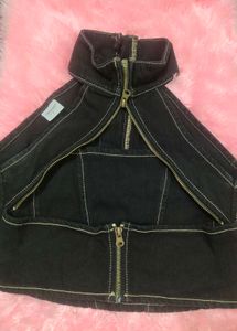 Freakins Black Halter Neck Crop Cotton Top