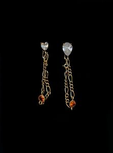 Anti-Tarnish Golden Chain Crystal Studs Earrings