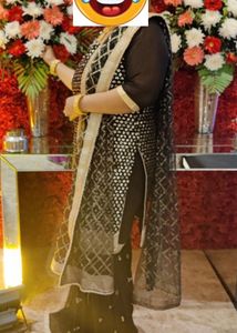 Black &amp; Gold Sharara Kurta Set