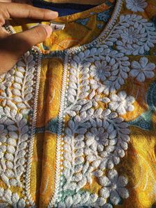 Yellow Embroidered Kurta