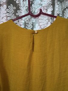 Mustard Yellow Button Detail Top