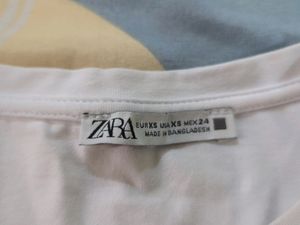 Zara White Cropped Tshirt