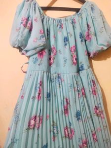 Floral Print Maxi Dress With Black Belt