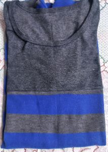 Gray and Blue Trimmed T-Shirt