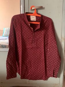 Max Men&#39;s Maroon Patterned Shirt - Large