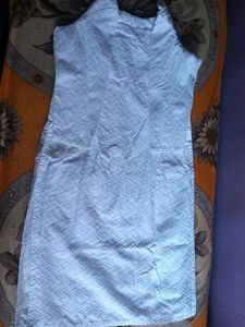 Pure cotton white coloured boatneck chikankari kur