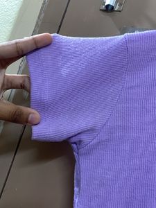 Lavender Colour Ribbed Top