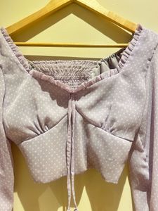 Lilac Polka Dot Crop Top