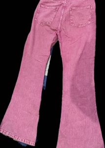 Pink Acid Washed Bootcut Jeans