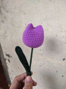Crocheted Purple Tulip ( randome colour ) Any 2