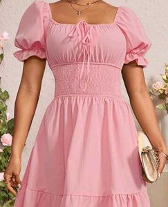 Pink Puff Sleeve Mini Dress💗