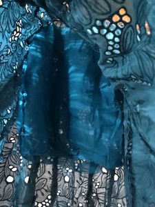 Blue Eyelet Skirt with Belt