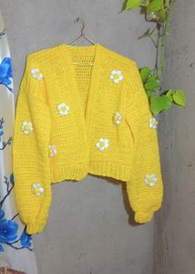 Crochet Butter Yellow Cardigan 🎀💛
