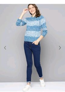 Mast &amp; Harbour Women Blue &amp; White Melange Striped