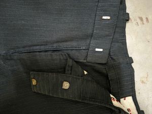 textured Striped Black Pants