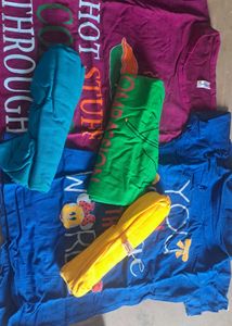 Assorted colorful T-shirts
