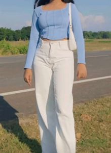 Zara White Denim Jeans