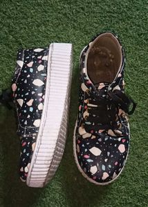 Platform Sneakers with Fun Terrazzo Print