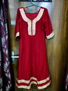 Dark Red Frock Style Suit Set