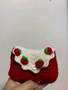 Crochet Strawberry Mini Purse🎀