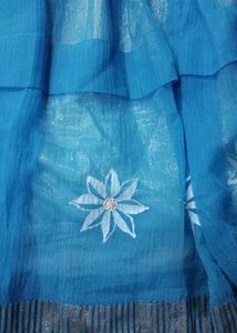 Hand-Painted Blue Georgette Skirt