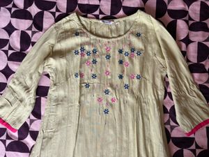 Embroidered Green Kurta