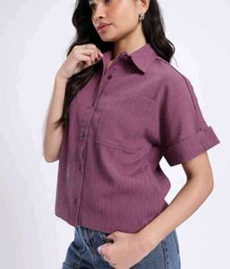 Mauve Cropped Button-Up