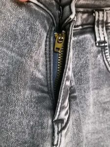 Graphic Printed Grey Denim Jeans