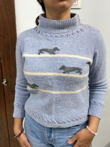 Blue Dachshund Turtleneck Sweater