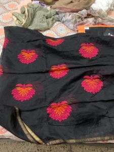 Duppatta With Magenta N Orange Embroidery..