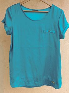 Splash Aqua Satin Top